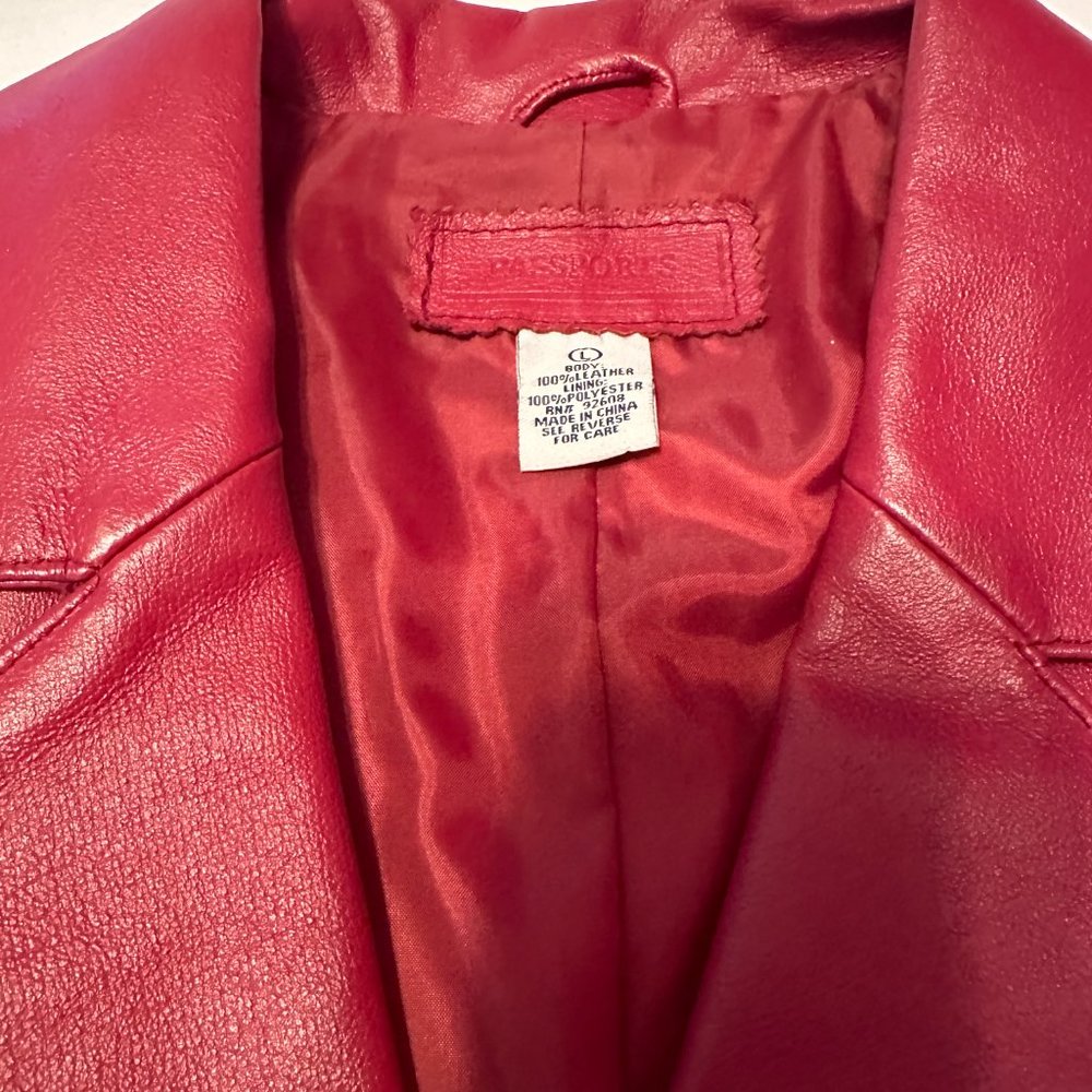 Ruby Red Leather Blazer - image 2